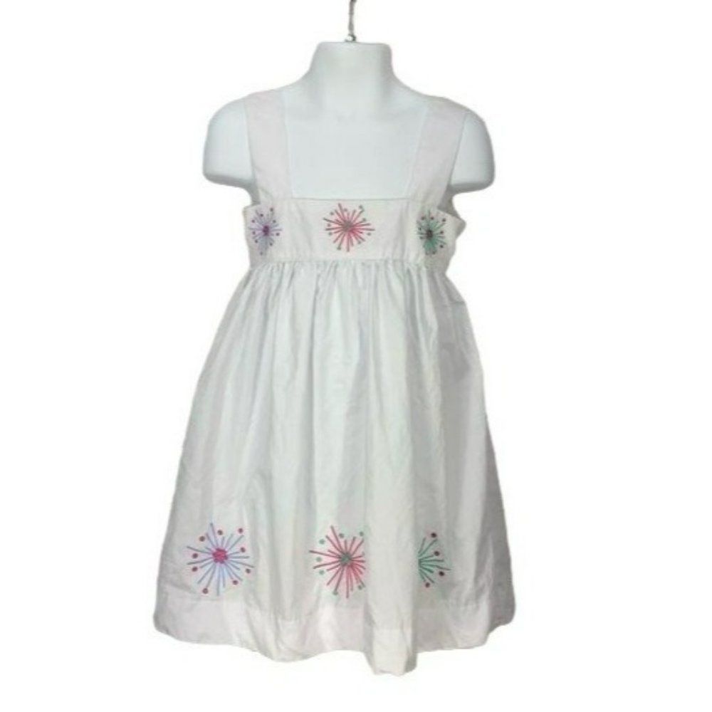 Babeeni Girls White Cotton Embroidered Sleeveless Tie Back Summer Dress Size 3